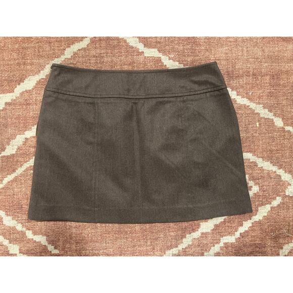 Women’s Perry Ellis Preppy A Line Wool Mini Skirt Brown Medium Business Casual - Picture 3 of 6